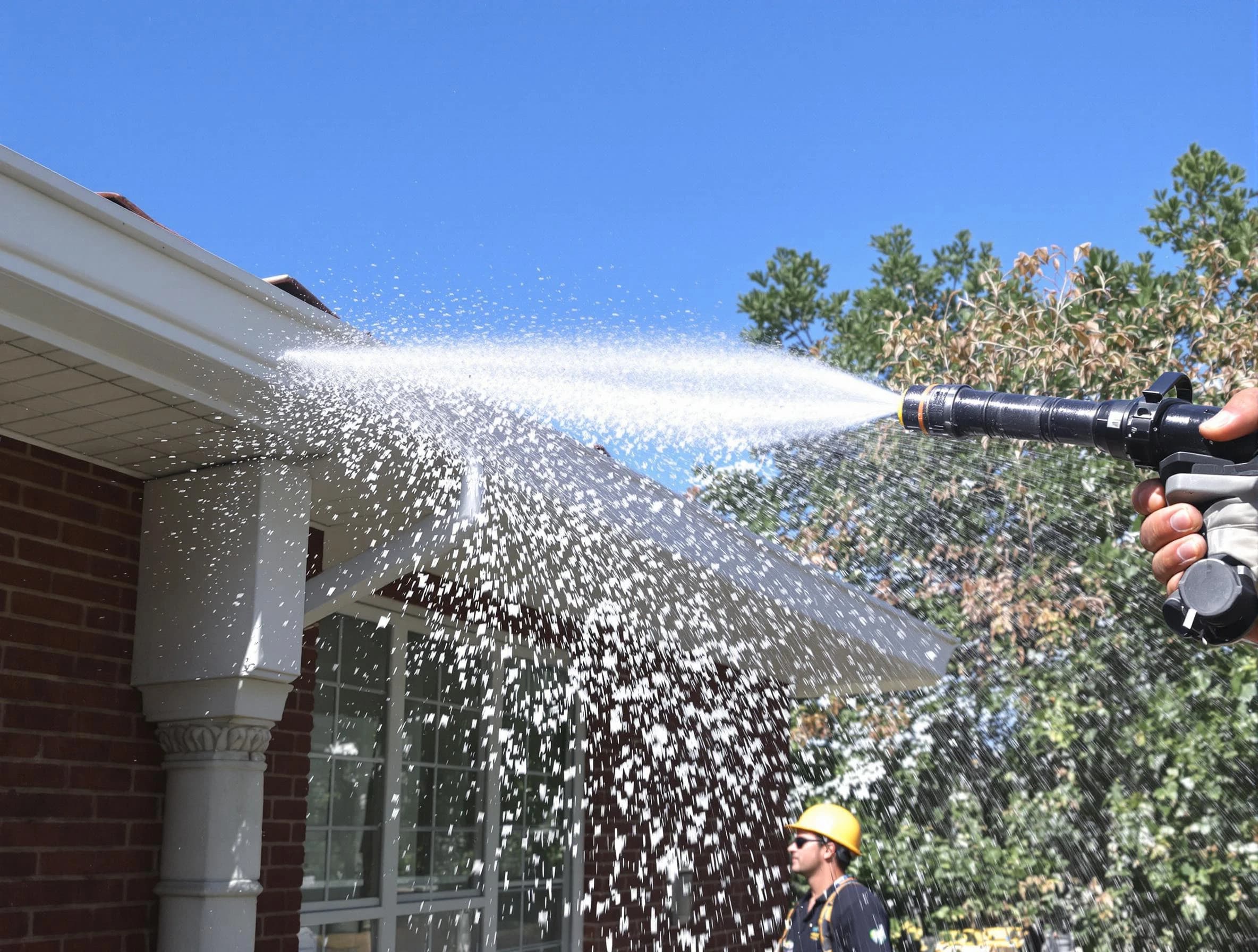 Cleared downspout by Westlake Roofing Company ensuring unrestricted flow in Westlake, OH