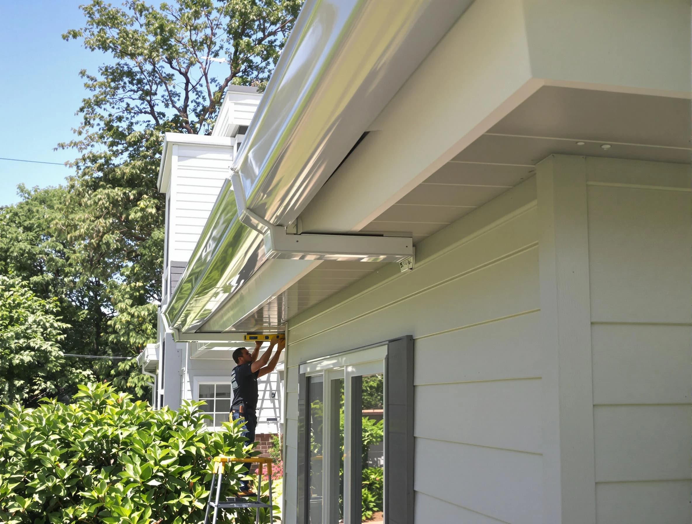 Properly aligned gutter system installed by Westlake Roofing Company in Westlake, OH