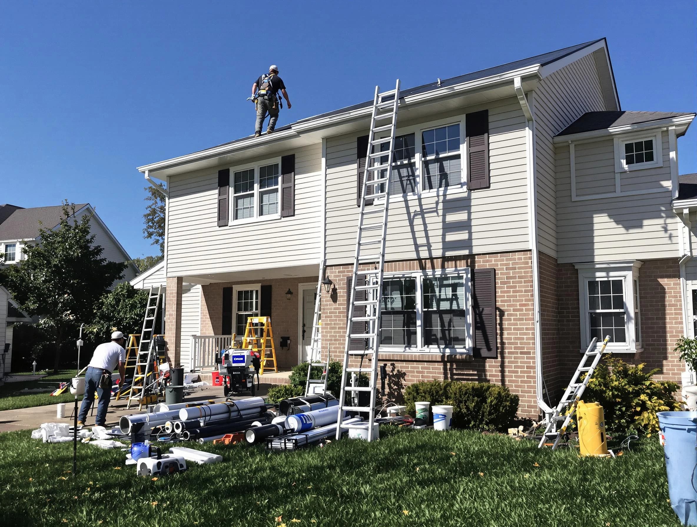 Westlake Roofing Company completing a gutter replacement in Westlake, OH