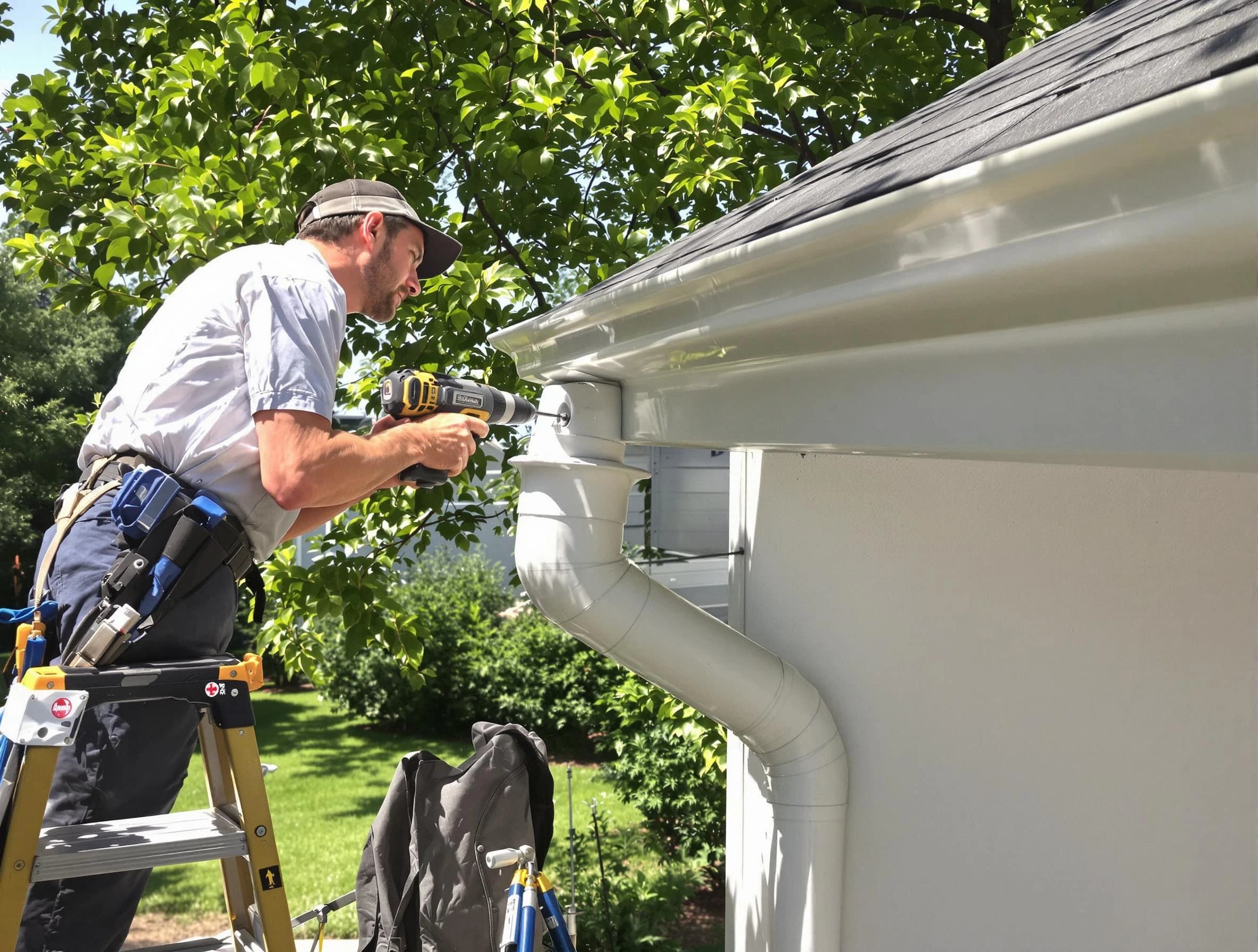 Properly installed rain gutters by Westlake Roofing Company in Westlake, OH