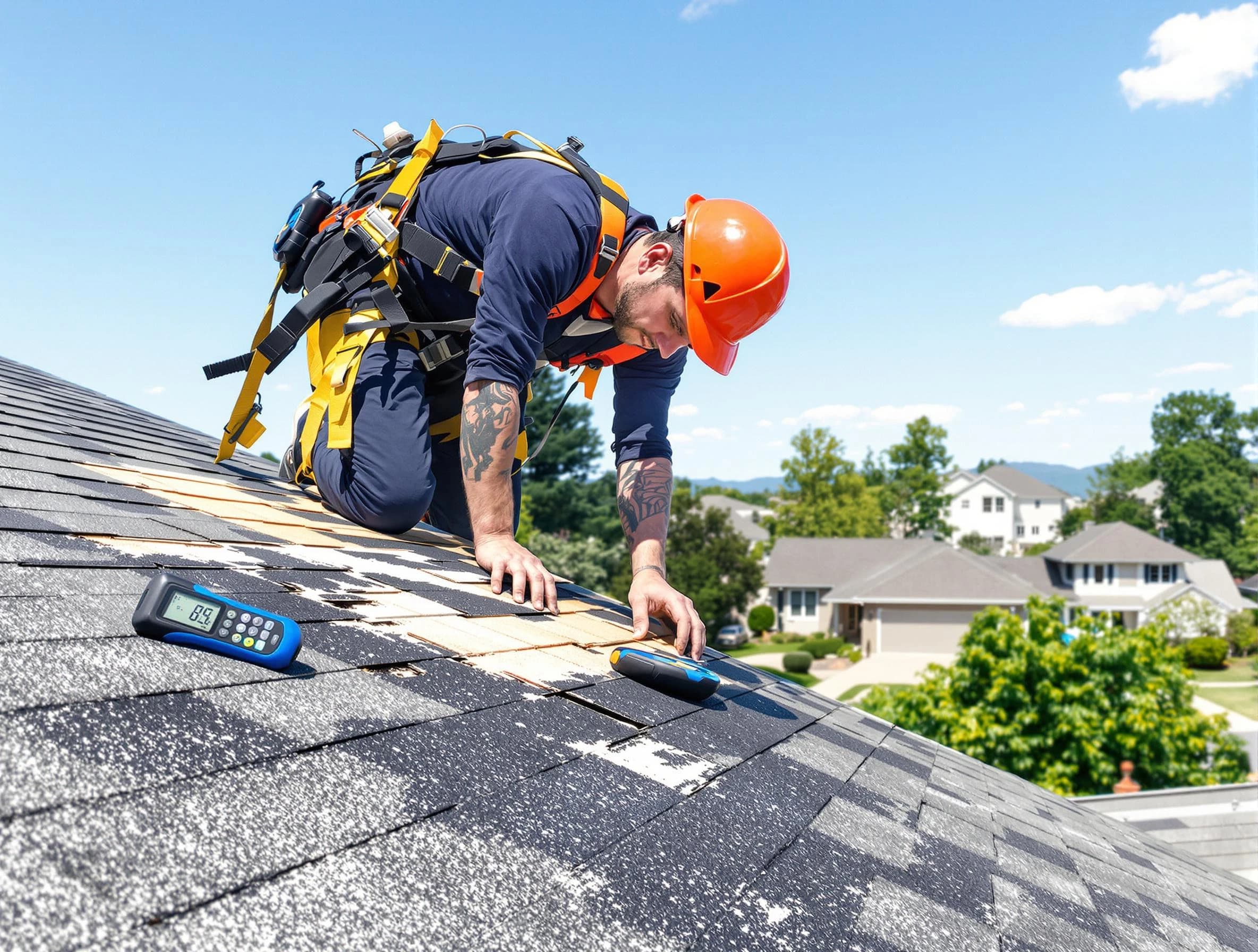 Westlake Roofing Company professional performing roof repairs in Westlake, OH