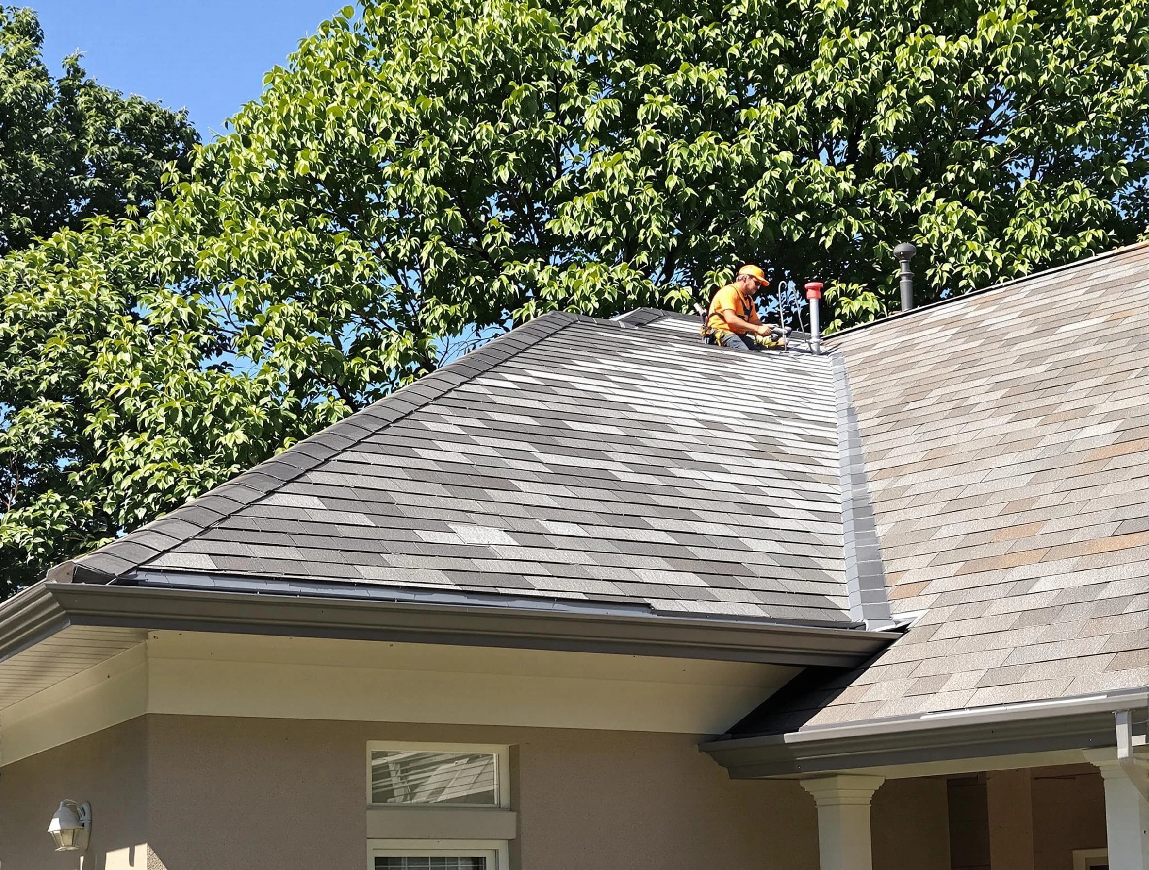 Newly completed shingle roofing by Westlake Roofing Company in Westlake, OH